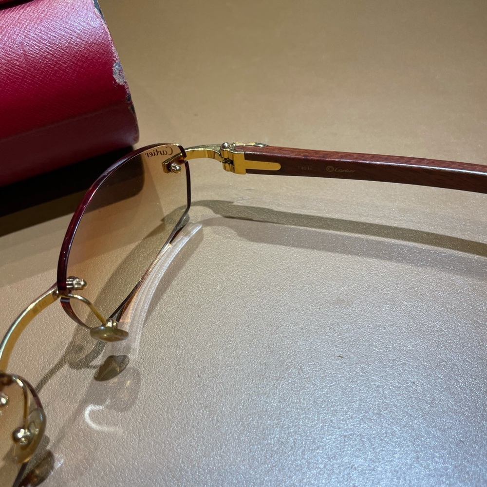 Vintage Cartier Wood Rimless Sunglasses - Picture 7 of 15